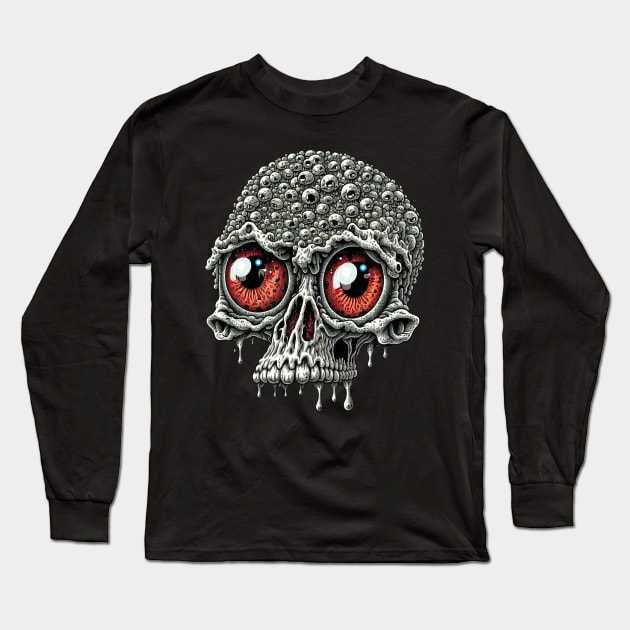 Zombie Gore Brain Skull 4 Long Sleeve T-Shirt by unknown_pleasures